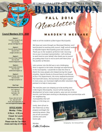 Barrington Municipal Fall 2016 Newsletter