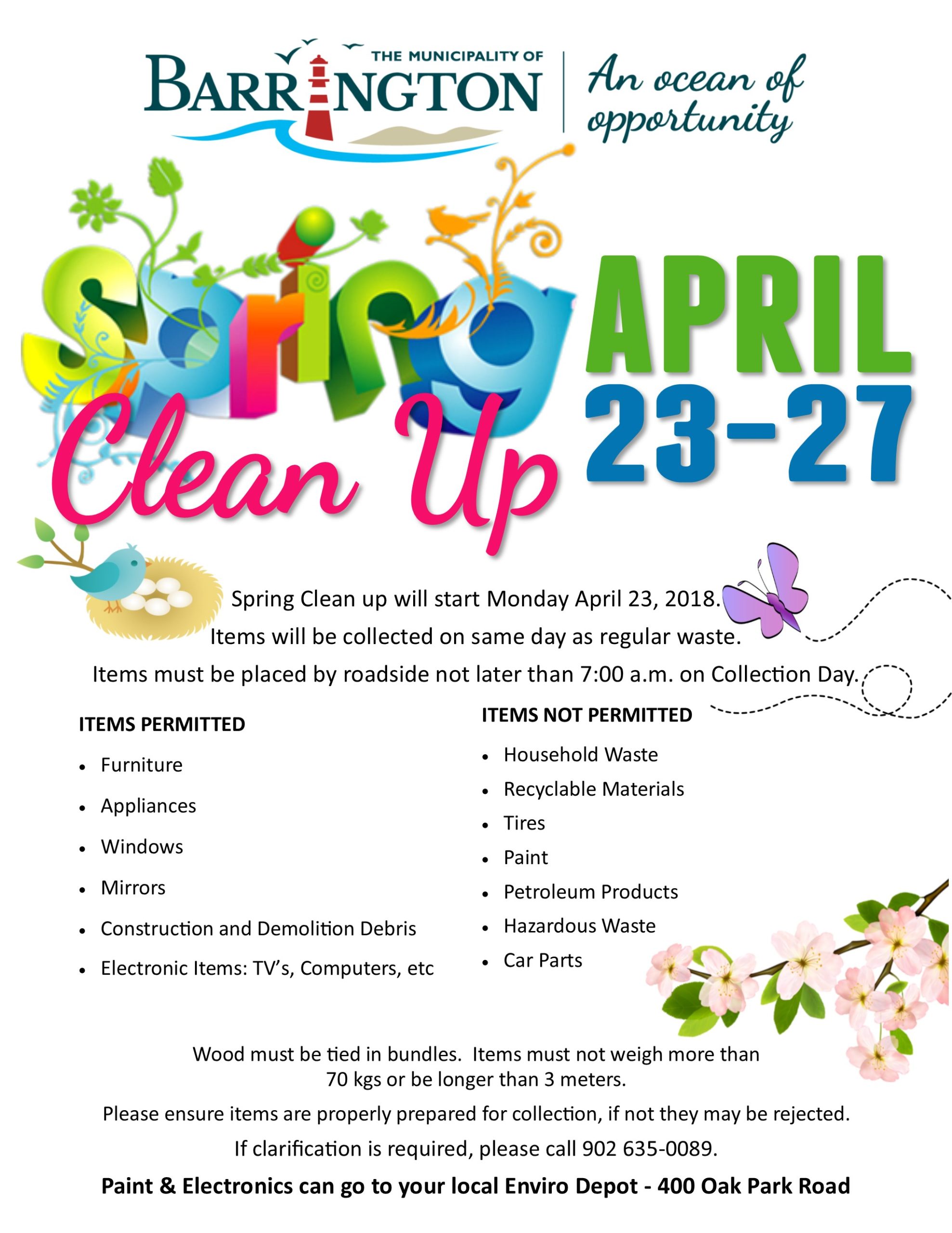 Spring Clean Up – April 23 – 27, 2018